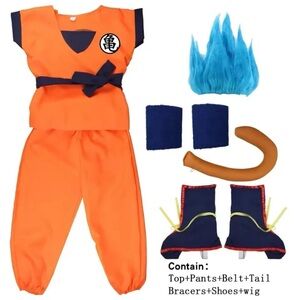 🔥Kids Dragon Ball Z Goku Son Super Sayian Blue Anime Cosplay Costume Sz XL NIOP
